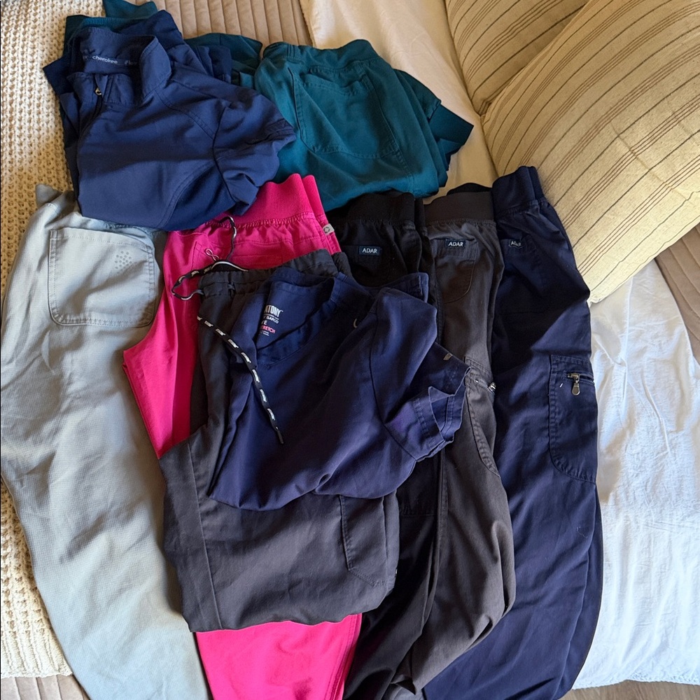 Barco Women’s Mixed Scrub Set - Navy, Teal, Hot Pink, Light Gray